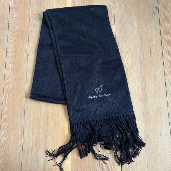 Alpaca Camargo Accessories - Alpaca Camargo Navy Blue Fringe Scarf